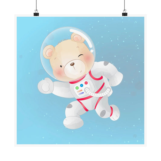 Whimsical Astronaut Bear Poster, Kids Room Decor, Nursery Wall Art, Space Theme Decor, Fun Children's Gift