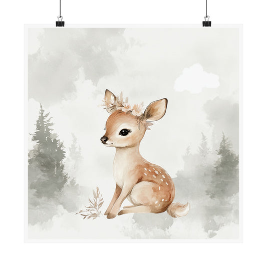 Whimsical Deer Wall Art Poster, Nature Decor, Nursery Print, Forest Theme Decor, Animal Lover Gift