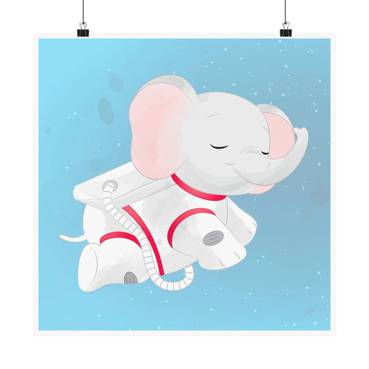 Cute Elephant Astronaut Poster, Kid’s Room Decor, Nursery Art, Space Animal Print, Baby Shower Gift, Whimsical Wall Art
