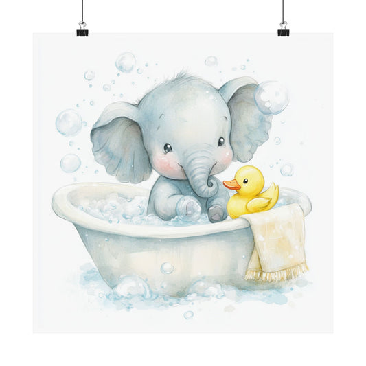 Adorable Elephant Bath Time Poster, Nursery Decor, Kids Room Art, Baby Shower Gift, Playroom Wall Art, Animal Print