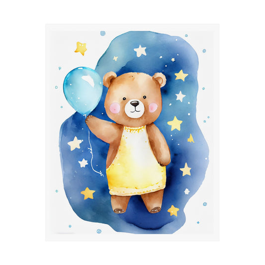 Adorable Bear with Balloon Wall Art | Kids Room Decor, Nursery Prints, Whimsical Art, Cute Childrens Wall Decor, Gift Ideas