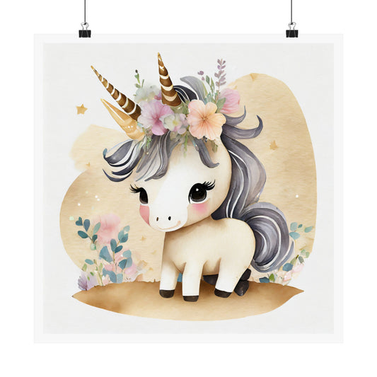 Whimsical Unicorn Matte Poster Print, Cute Nursery Decor, Kids Room Wall Art, Magical Gift for Birthdays, Baby Showers, Children's Room