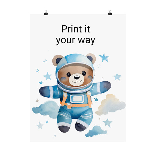 Cute Astronaut Bear Poster, Kids Room Decor, Nursery Art, Baby Shower Gift, Playroom Wall Art, Children's Bedroom