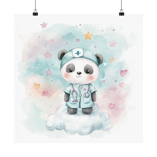 Cute Panda Nurse Poster | Nursery Art, Pediatrician Decor, Baby Shower Gift, Kids Room Wall Art, Animal Wall Decor