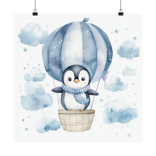 Whimsical Penguin Poster | Cute Home Decor, Nursery Art, Gift for Kids, Baby Shower Decoration, Winter Themed Print