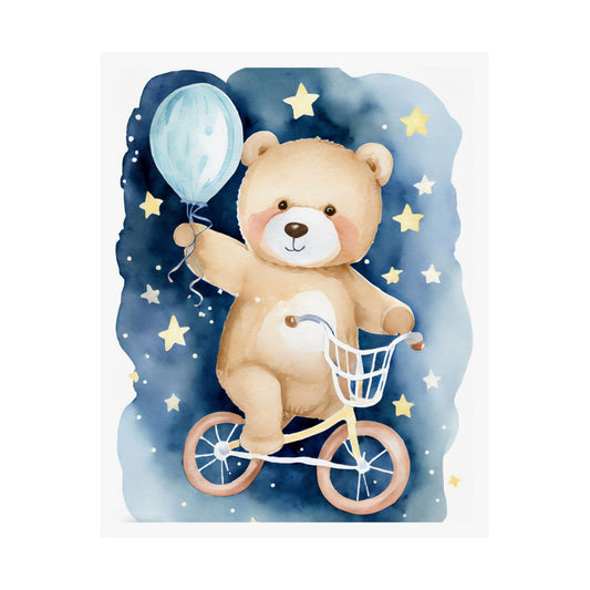 Whimsical Bear Poster, Kids Room Decor, Nursery Art Print, Baby Shower Gift, Playful Wall Art, Children's Room Decoration