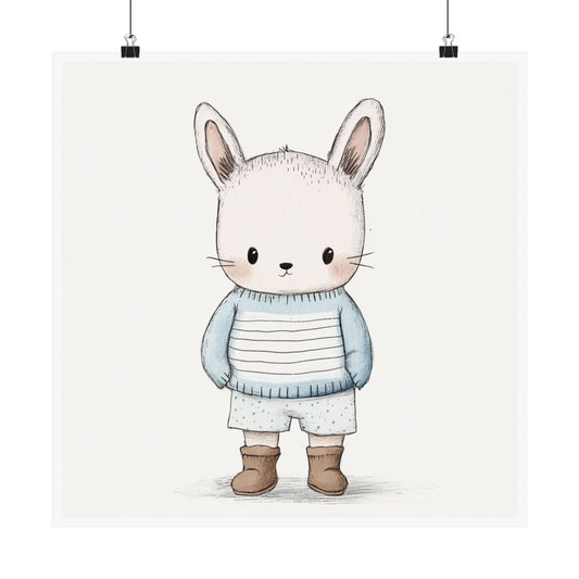 Cute Bunny Matte Vertical Posters, Nursery Decor, Kids Room Art, Unique Baby Shower Gift, Whimsical Wall Art