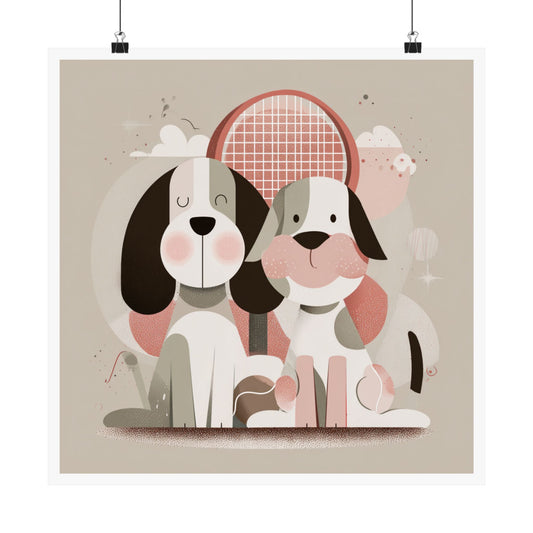 Adorable Dog Art Poster, Cute Pet Wall Decor, Animal Lovers Gift, Kids Room Artwork, Dog-Themed Home Decor