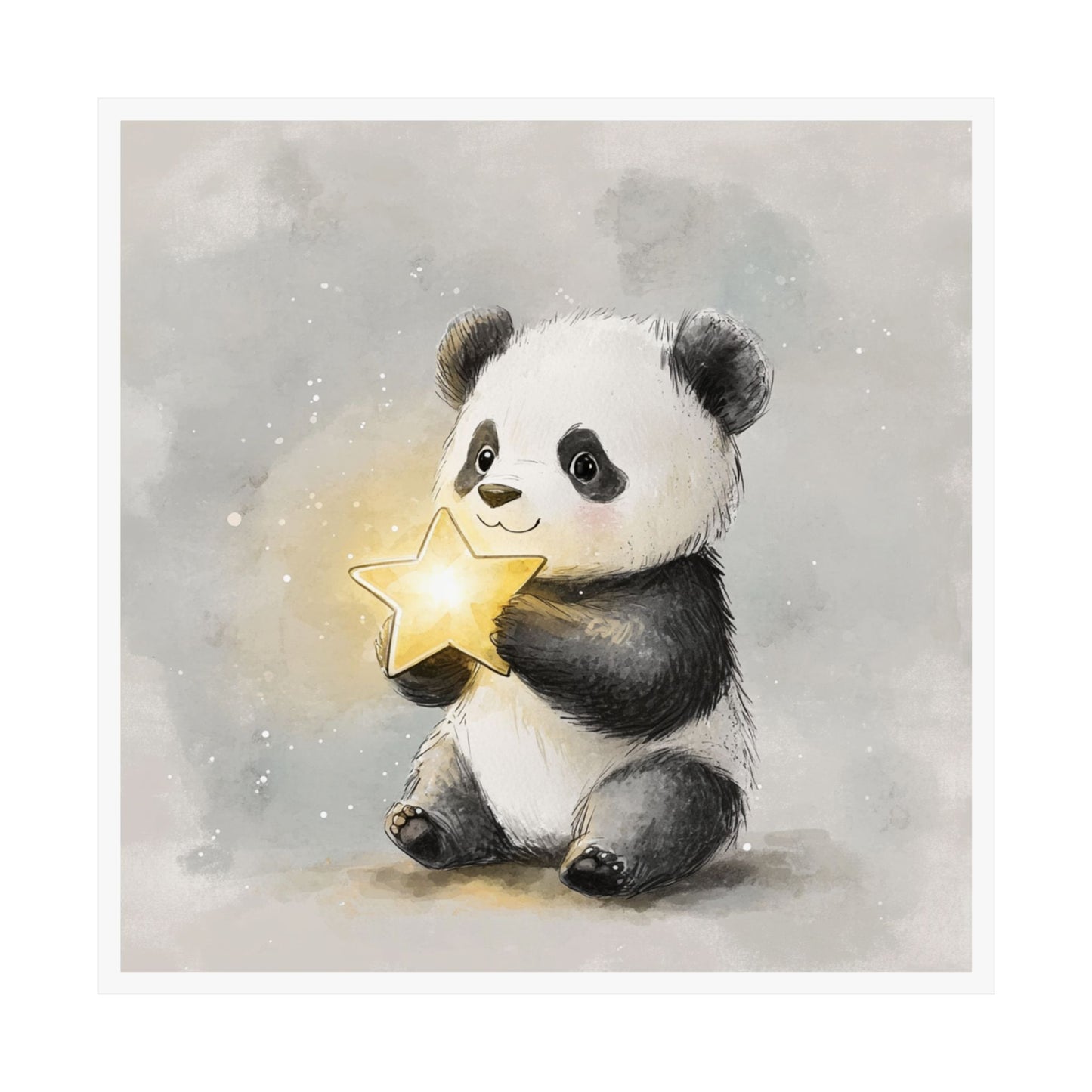 Whimsical Panda Art Print, Cute Nursery Decor, Animal Wall Art, Kids Room Decoration, Gift for Children