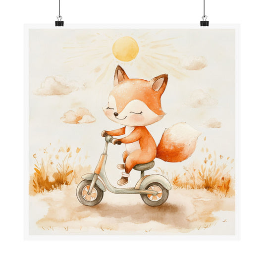 Whimsical Fox Poster, Cute Animal Art Print, Kids Room Decor, Playroom Wall Art, Nature-Inspired Gift