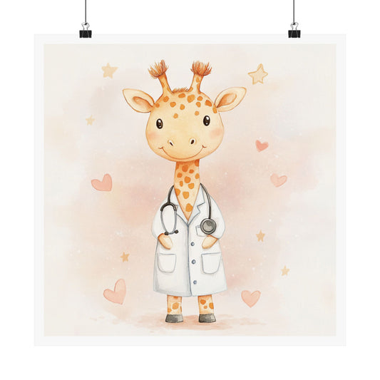 Cute Giraffe Doctor Poster, Nursery Wall Art, Children's Room Decor, Baby Shower Gift, Animal Medical Print