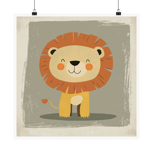 Cute Lion Kids' Wall Art, Nursery Decor, Playroom Prints, Child's Room Decoration, Colorful Animal Poster, Whimsical Art