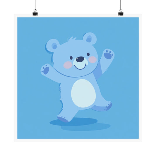 Adorable Blue Bear Matte Vertical Poster, Kids Room Decor, Nursery Wall Art, Baby Shower Gift, Cute Animal Print