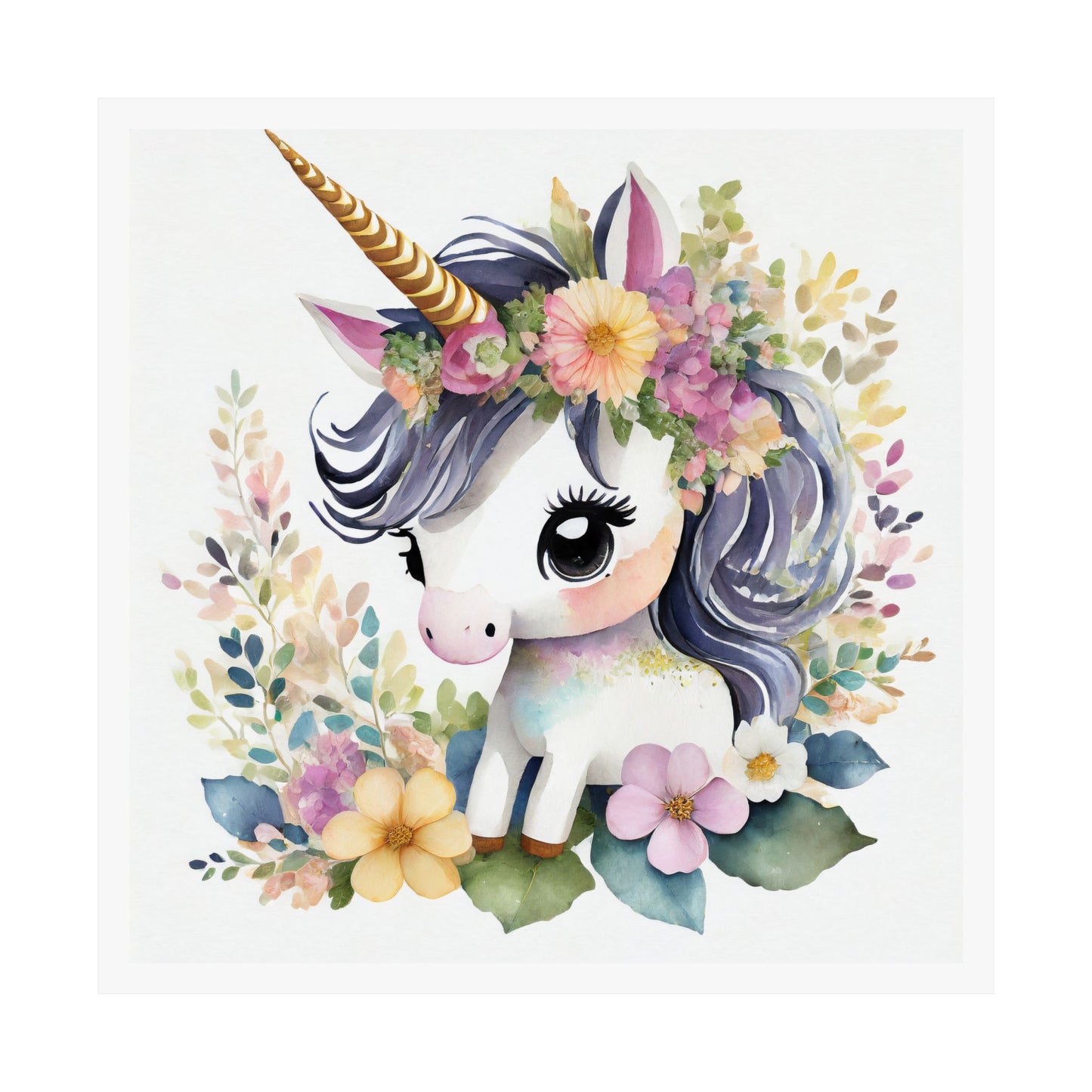 Whimsical Unicorn Poster, Kids Room Decor, Nursery Art, Magical Gift, Floral Unicorn Wall Art, Fantasy Decor, Playroom Decoration
