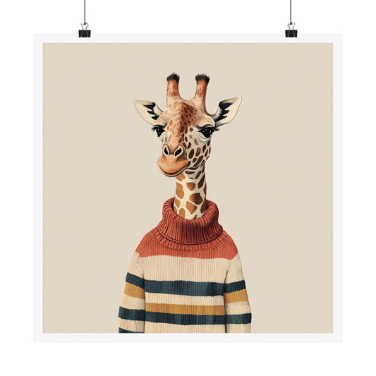 Whimsical Giraffe Vertical Poster, Cute Animal Art, Nursery Decor, Playroom Wall Art, Unique Gift for Kids, Animal Lover Decor