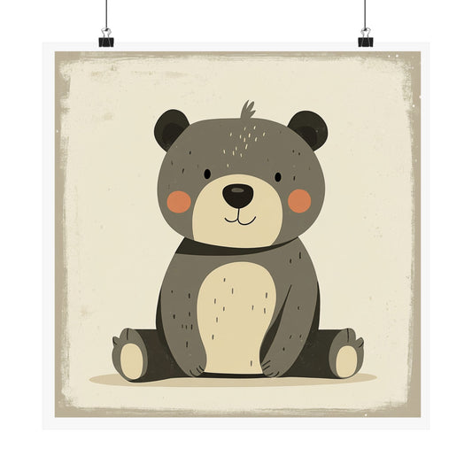 Cute Bear Art Print - Whimsical Nursery Decor, Kids Room Wall Art, Baby Shower Gift, Playroom Decoration, Animal Poster