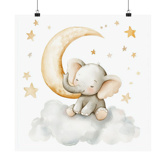 Whimsical Elephant Nursery Art Print, Cute Baby Room Decor, Kid's Room Wall Art, Gift for New Parents, Baby Shower Ideas