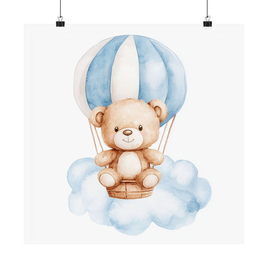 Whimsical Bear Balloon Posters, Nursery Decor, Kids Room Wall Art, Baby Shower Gift, Playful Home Decoration