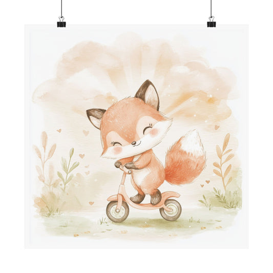 Whimsical Fox Poster, Cute Animal Art Print, Nursery Decor, Children's Room Wall Art, Fox Lover Gift, Playroom Decoration