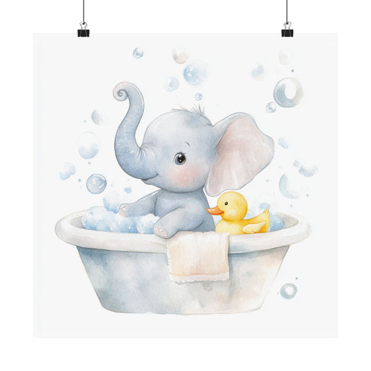 Baby Bath Elephant Poster, Nursery Wall Art, Children's Room Decor, Cute Bathroom Print, Baby Shower Gift