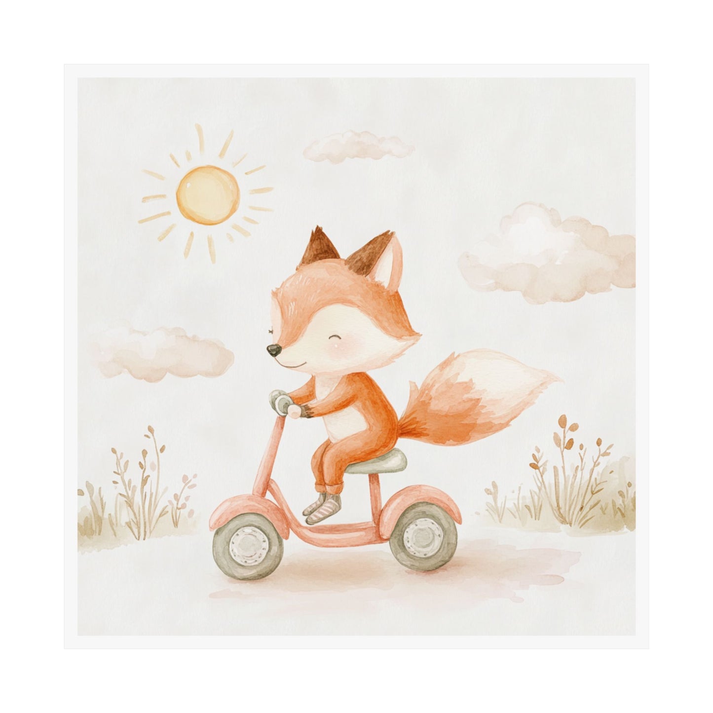 Whimsical Fox Poster Art, Cute Nursery Decor, Playful Wall Art, Kids Room Decor, Children's Art Print