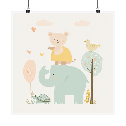 Cute Animal Nursery Decor Posters, Kids Room Art, Playroom Wall Art, Baby Shower Gift, Childrens Room Decorations