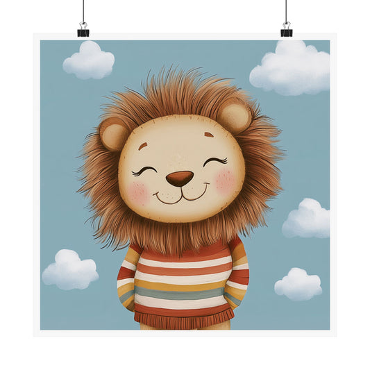 Cute Lion Vertical Poster, Children's Room Decor, Nursery Art Print, Animal Wall Art, Playful Kid's Gift