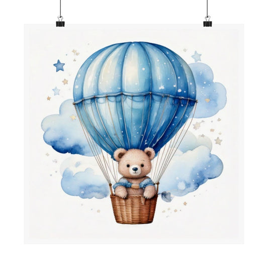 Cute Bear Hot Air Balloon Art Print | Nursery Decor, Kids Room Wall Art, Children's Gift, Baby Shower Present, Playroom Decoration
