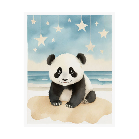 Cute Panda Art Print, Nursery Decor, Animal Wall Art, Kids Room Decor, Baby Shower Gift, Watercolor Panda Poster