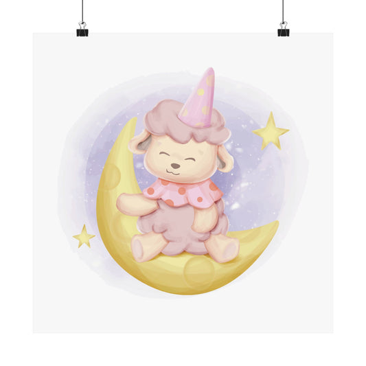Whimsical Sleepy Sheep Poster, Cute Kid's Room Decor, Nursery Art, Baby Shower Gift, Pastel Wall Art, Dreamy Decor