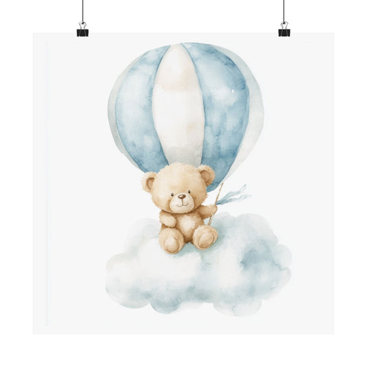 Whimsical Bear Hot Air Balloon Poster, Nursery Decor, Baby Shower Gift, Children's Room Art, Cute Wall Art