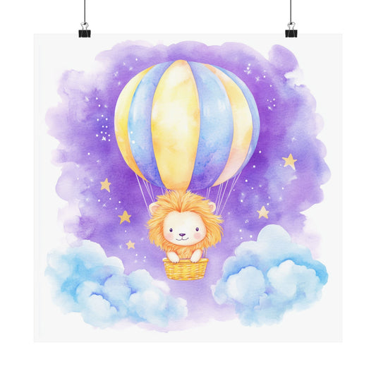 Cute Lion Hot Air Balloon Poster | Kids Room Decor, Nursery Art, Baby Shower Gift, Playroom Wall Art, Whimsical Decor