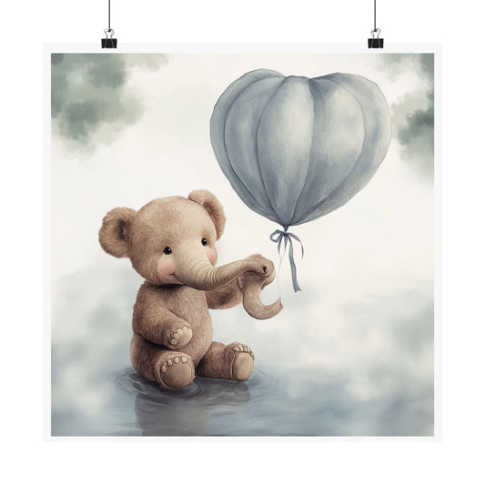 Whimsical Elephant Nursery Art Print, Matte Vertical Posters for Baby Room Decor, Cute Animal Wall Art, Ideal Gift for Baby Shower