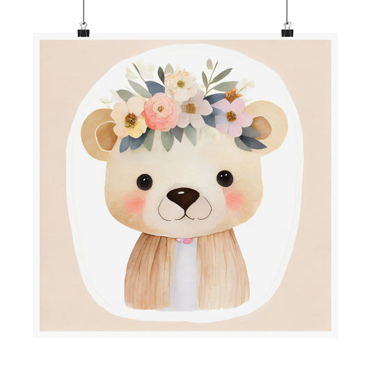 Adorable Bear Floral Art Print, Nursery Decor, Kids Room Wall Art, Baby Shower Gift, Cute Animal Poster, Whimsical Bear Decor
