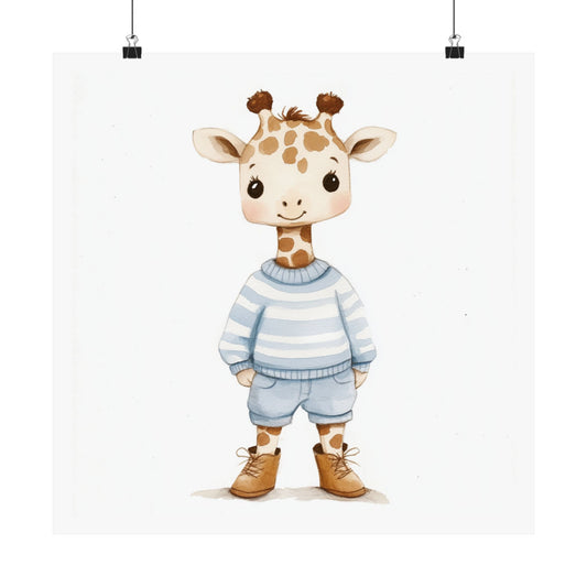Cute Giraffe Nursery Wall Art, Kid's Room Decor, Baby Shower Gift, Animal Print, Horizontal Poster for Kids