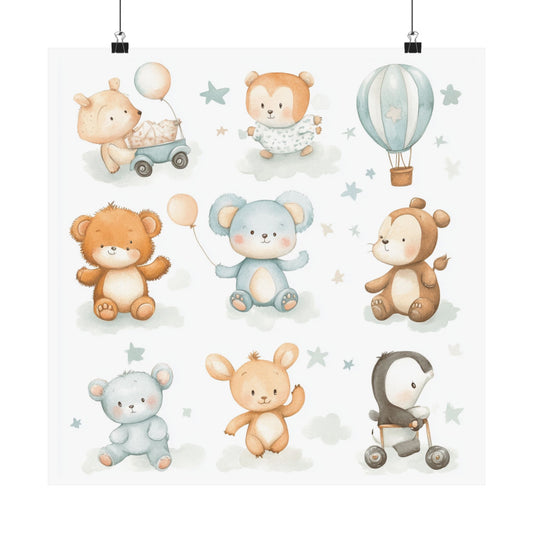 Whimsical Baby Animal Posters, Nursery Decor, Kids Room Art, Cute Wall Art, Baby Shower Gift, Playroom Decoration
