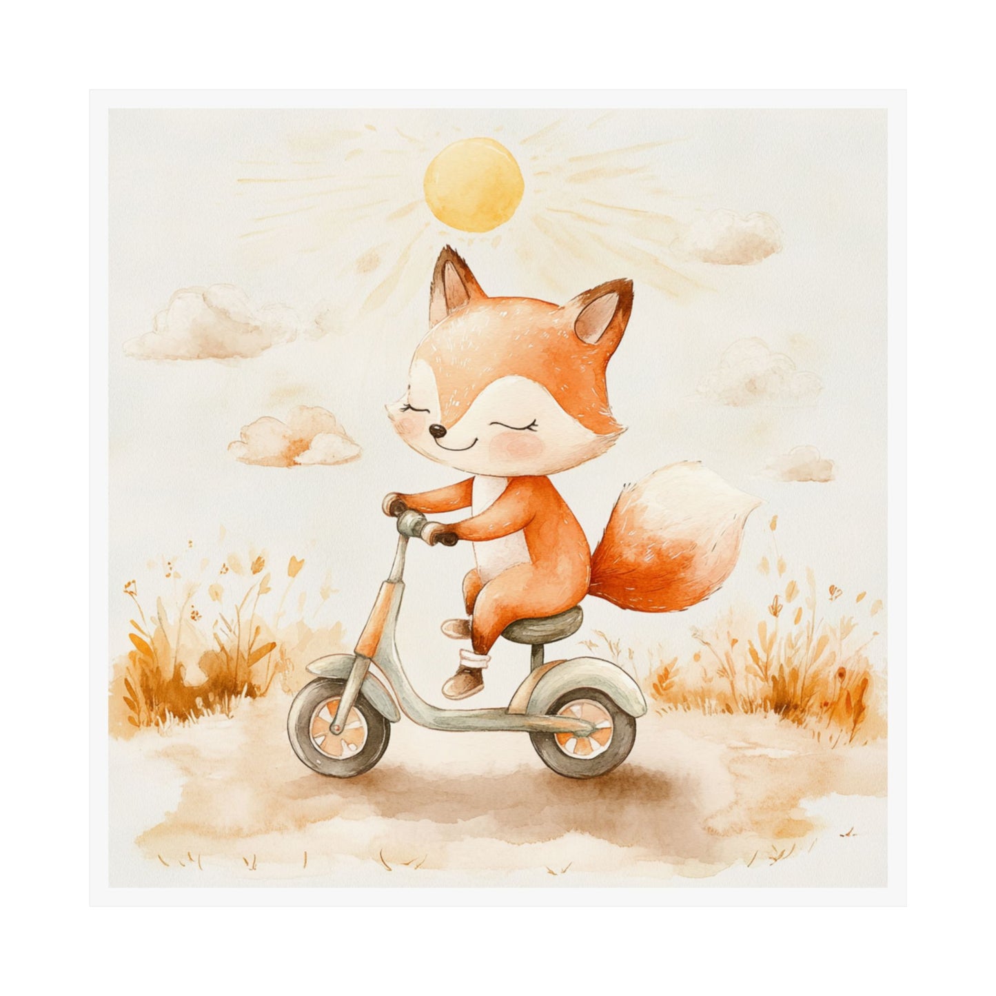 Whimsical Fox Poster, Cute Animal Art Print, Kids Room Decor, Playroom Wall Art, Nature-Inspired Gift