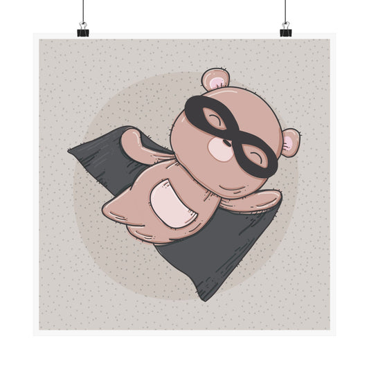 Superhero Bear Wall Art, Cute Kid's Room Decor, Children's Room Posters, Fun Nursery Prints, Birthday Gift Idea, Playroom Wall Decor
