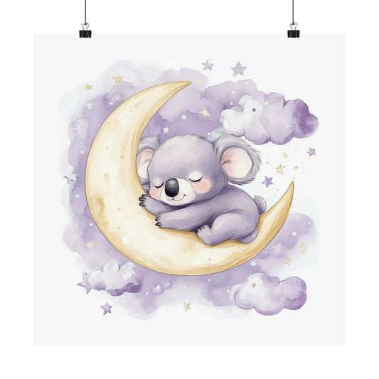 Dreamy Koala Moon Poster, Nursery Wall Art, Kids Room Decor, Baby Shower Gift, Sleepy Animal Print, Celestial Art