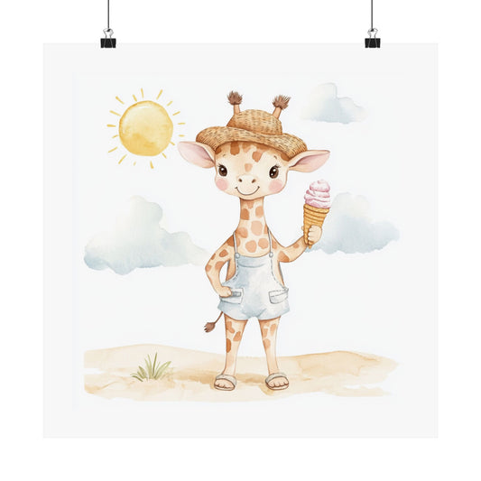Adorable Giraffe Poster, Kids Room Decor, Baby Shower Gift, Nursery Wall Art, Cute Animal Print, Summer Vibes