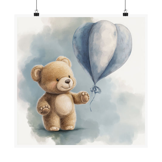 Whimsical Bear Vertical Poster, Cute Nursery Decor, Baby Shower Gift, Kids Room Art, Adorable Wall Art