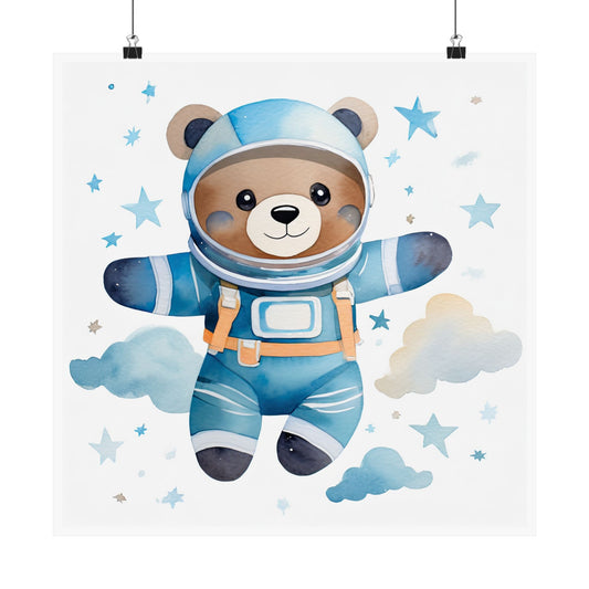 Cute Astronaut Bear Poster, Kids Room Decor, Nursery Art, Cosmic Wall Art, Baby Shower Gift, Playroom Decoration