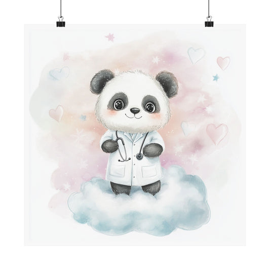 Cute Panda Doctor Wall Art, Children's Room Decor, Medical Themed Print, Nursery Wall Art, Animal Lover Poster