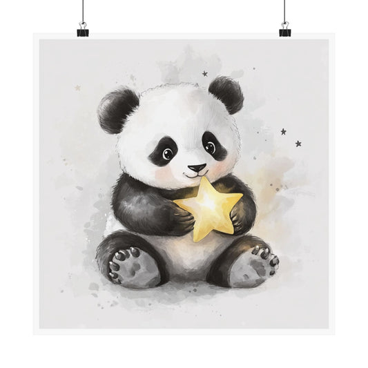 Cute Panda Nursery Wall Art Poster, Baby Room Decor, Childrens Art Print, Animal Poster, For Kids Room, Nursery Gift