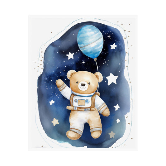 Cute Astronaut Bear Poster, Children's Room Decor, Nursery Wall Art, Baby Shower Gift, Whimsical Space Theme