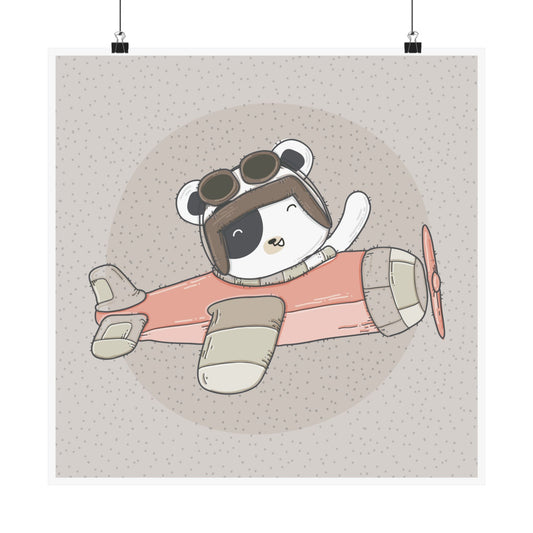 Whimsical Panda Airplane Poster, Cute Nursery Wall Art, Kids Room Décor, Adventure Kids Gift, Baby Shower Present