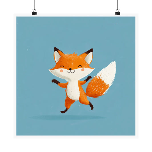 Playful Fox Matte Poster, Cute Animal Wall Art, Nursery Decor, Kids Room Print, Whimsical Fox Art, Gift for Children