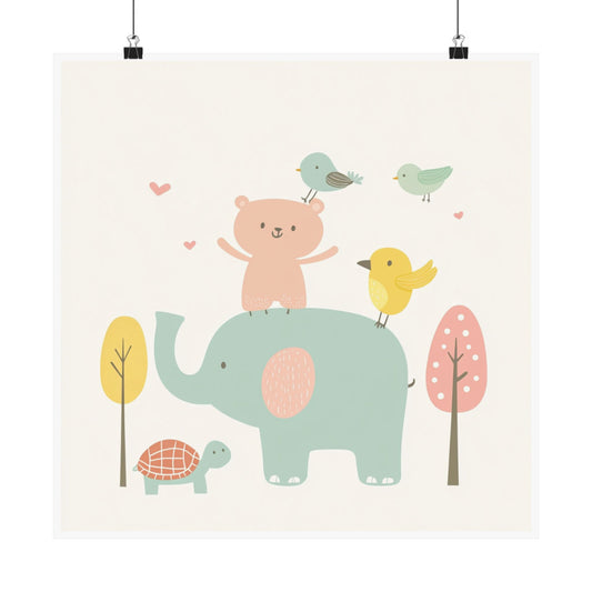 Cute Animal Nursery Wall Art, Matte Vertical Posters for Kids, Baby Room Decor, Playroom Decor, Gift for New Parents, Nursery Prints