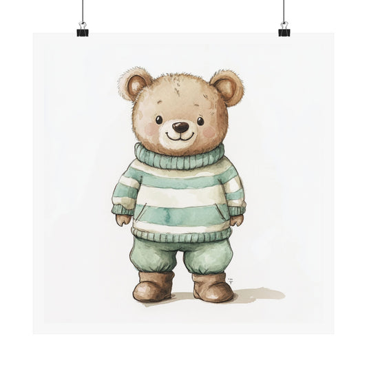 Cute Bear Art Poster, Adorable Nursery Decor, Kids Room Wall Art, Baby Shower Gift, Sweet Animal Print
