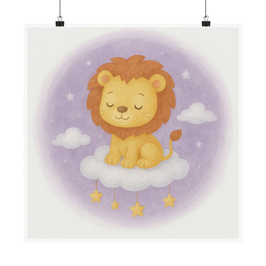 Whimsical Lion Nursery Poster, Cute Animal Art Print, Baby Room Decor, Children's Wall Art, Kids' Room Decoration, Adorable Kids Gift